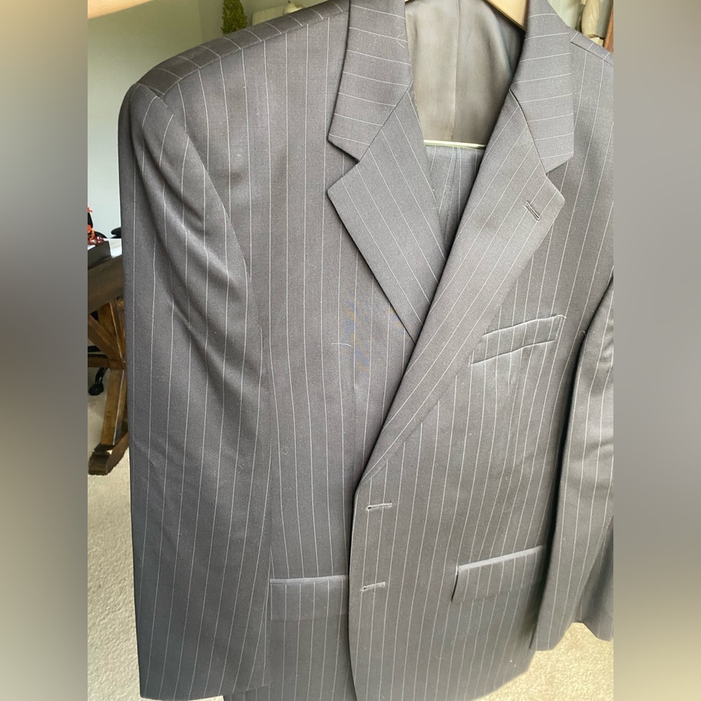 Chaps Dark Brown Pinstripe Men's Suit 42R